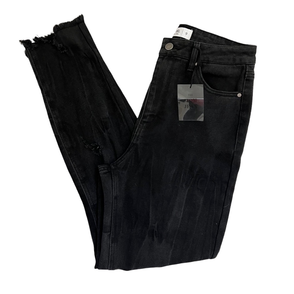 Tinsel High Rise Mom Distressed Skinny Black Jeans - 9